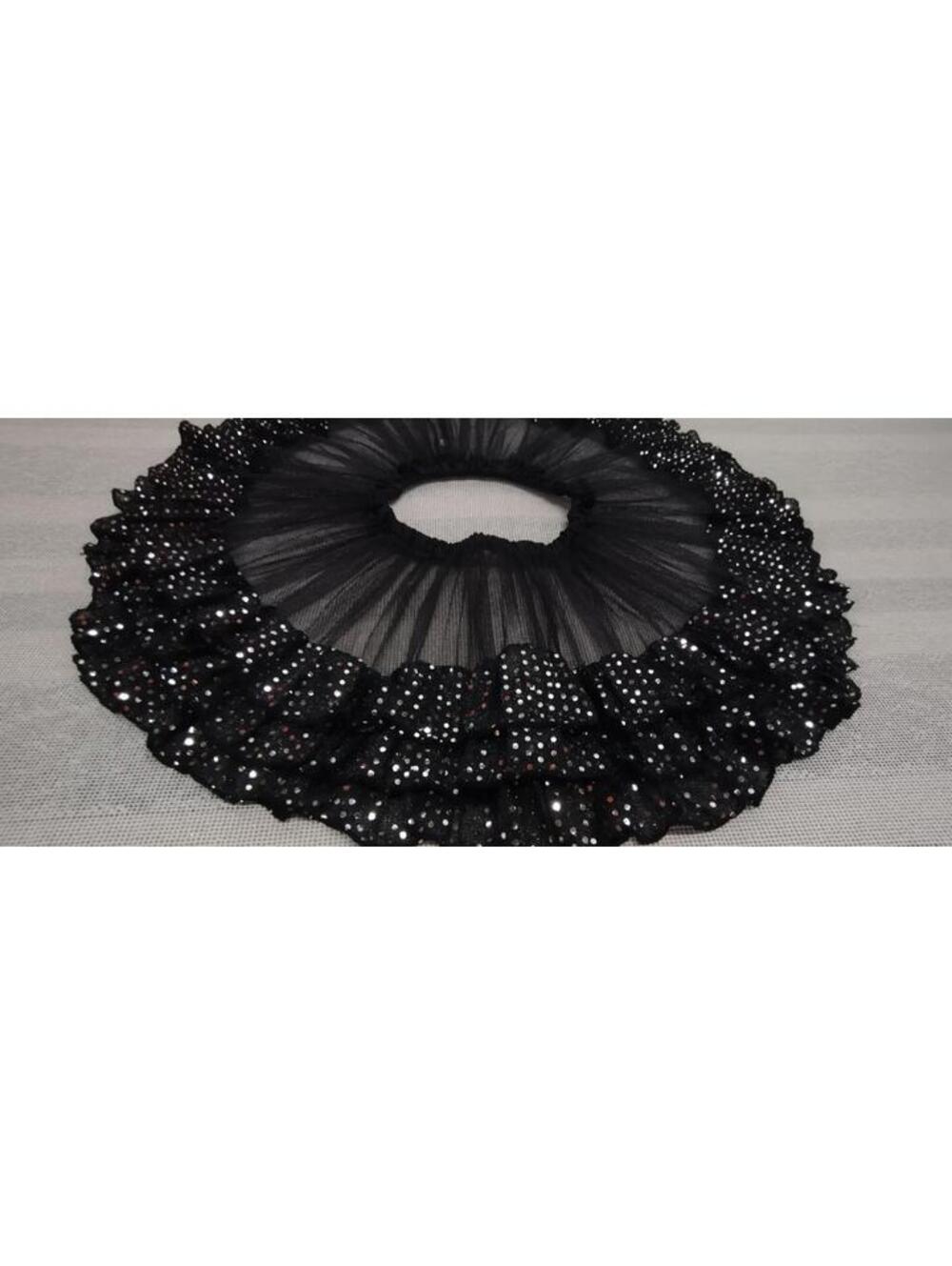 Skirt Raver Black Tulle Sexy Skirt Plastic Faux Silver Sequin Waist 24 in Xs S - Picture 15 of 16